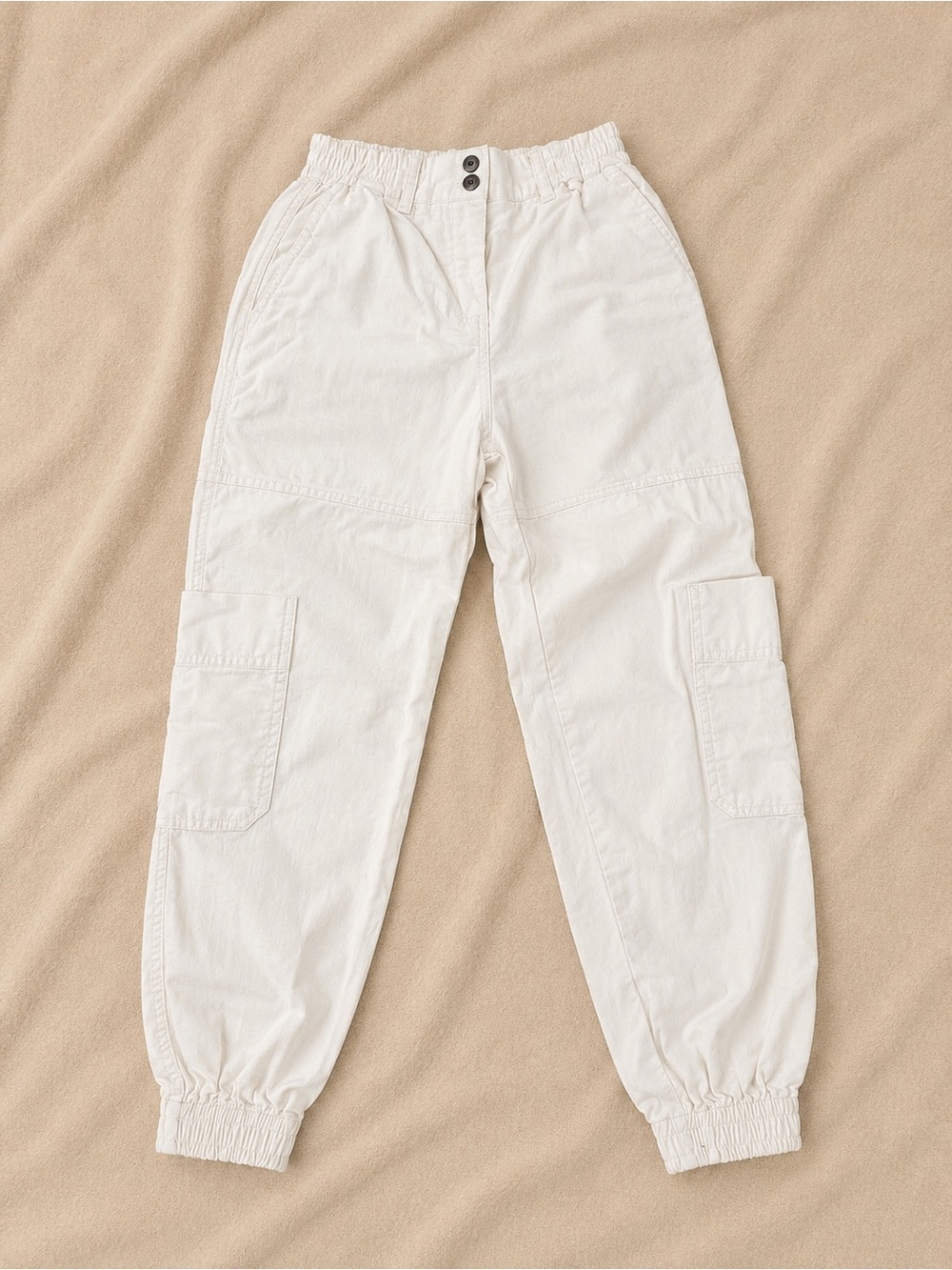 Bershka White Cargo Jogger Pants